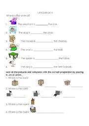 English worksheet: In, On, Under