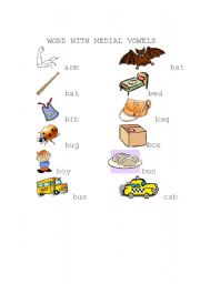 English worksheet: Word with Medial Vowels