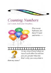 English worksheet: counting numbers 1-10