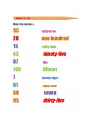 English worksheet: MATCH THE NUMBERS