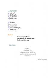 English worksheet: acrostic