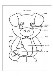 English Worksheet: Paint the pig