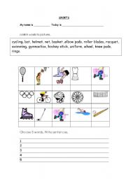 English worksheet: sports