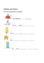 English worksheet: clothes and colors