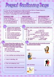 English Worksheet: Present continuous tense - theory and practice