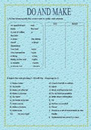 English Worksheet: do and make