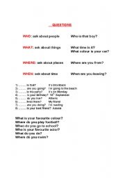 English worksheet: Wh- questions