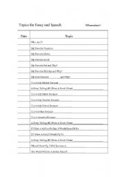English worksheet: Topics for essay or speech