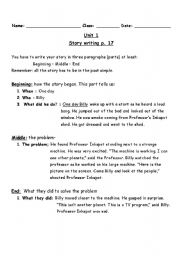 English worksheet: story writing