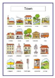 English Worksheet: Town voc list
