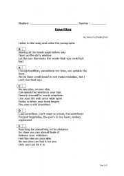 English worksheet: Unwritten