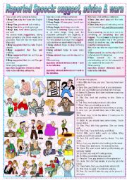 English Worksheet: Reported Speech: suggest, advise & warn (grammar guide + exercises) - keys included - fully editable