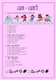 English Worksheet: Abilities