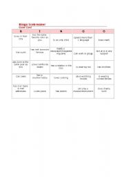 English Worksheet: BINGO 