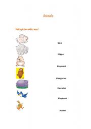 English worksheet: Animals