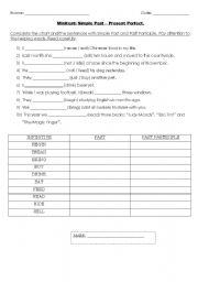 English worksheet: SIMPLE PAST- PRESENT PERFECT (TEST)
