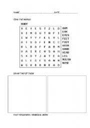 English worksheet: Find words and draw