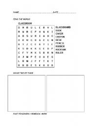 English worksheet: Find the words and draw