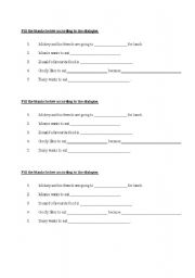 English Worksheet: Food