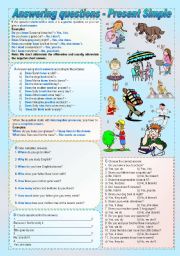 English Worksheet: Answering questions with the Present Simple