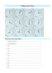 English Worksheet: Telling the time