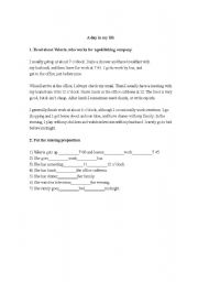 English worksheet: A day in my life