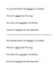 English worksheet: Sentences on degrees of comparison