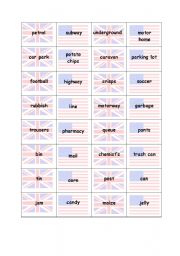 English Worksheet: domino game British-American English