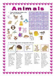 Animals wordsearch