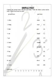 English worksheet: Simple Past - Find the correct Simple Past form
