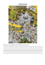 English Worksheet: Summer in the park - writing 