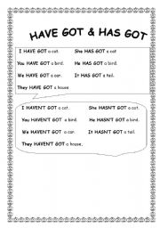 English worksheet: have got / has Got