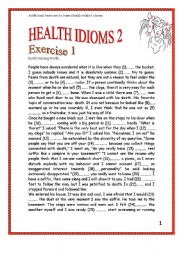 English Worksheet: Health idoms 9 pages WITH KEY