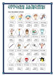 English Worksheet: OPPOSITE ADJECTIVES