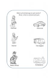 English Worksheet: Occupations and vehicle