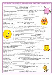 English Worksheet: Word formation exercise (1)