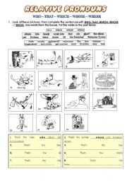 English Worksheet: Relative Pronouns Practice