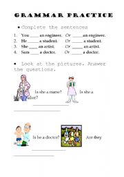 English worksheet:  to be practice
