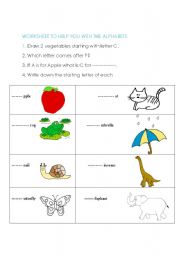 English Worksheet: Alphabet worksheet  with answers -with phonics 