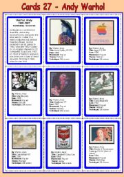 English Worksheet: Cards 27 - Warhol, Andy  - (POP ART)