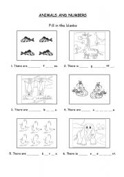 English worksheet: Animals and Numbers