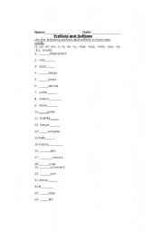 English worksheet: Prefix and Suffix