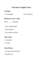 English Worksheet: Classroom Phrases