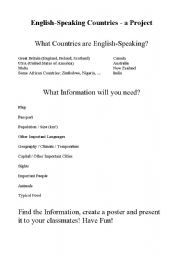 English Worksheet: English-Speaking Countries: a Project