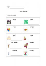 English Worksheet: birthday words