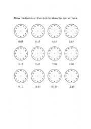 English worksheet: Telling time