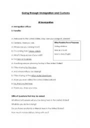 English Worksheet: Immigration and Customs