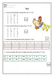English Worksheet: test for the 4th grade