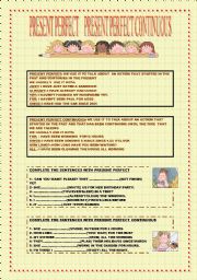 English Worksheet: PRESENT PERFECT vs PRESENT PERFECT CONTINUOUS