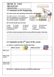 English Worksheet:  bend it like beckham